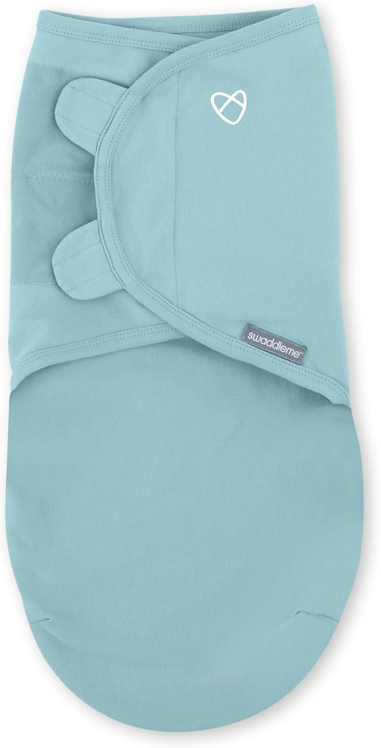 SwaddleMe by Ingenuity Baby Swaddle Blanket - 100% Cotton, 0-3 Months, Improves Sleep & Calms Reflex | Tropical Dino, 2-Pack