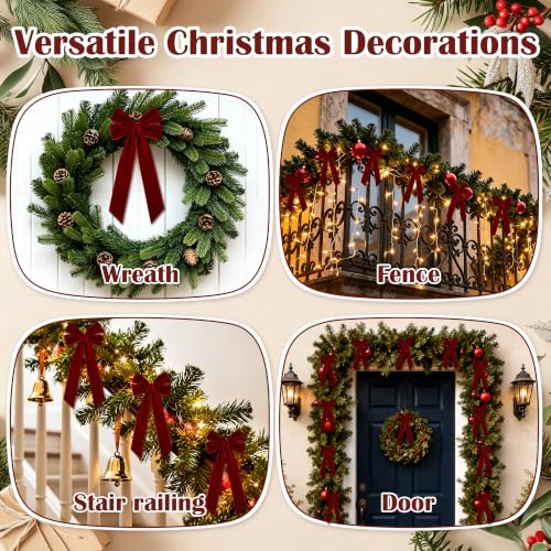 Burgundy Velvet Christmas Tree Topper Bow - Holiday Decor, Elegant & Large