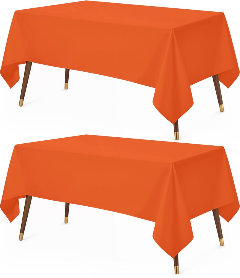 Utopia Kitchen Rectangle Table Cloth 2 Pack(60x102 Inches, Orange), Tablecloth Machine Washable, Polyester Table Cover for Dining, Buffet Parties, Picnics, Events, Weddings and Restaurants
