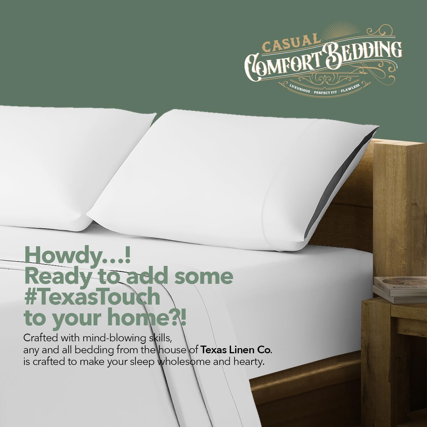 Texas Linen Co. King Size Organic Cotton Percale Sheets - Soft & Cooling 4-Piece White Set | GOTS Certified