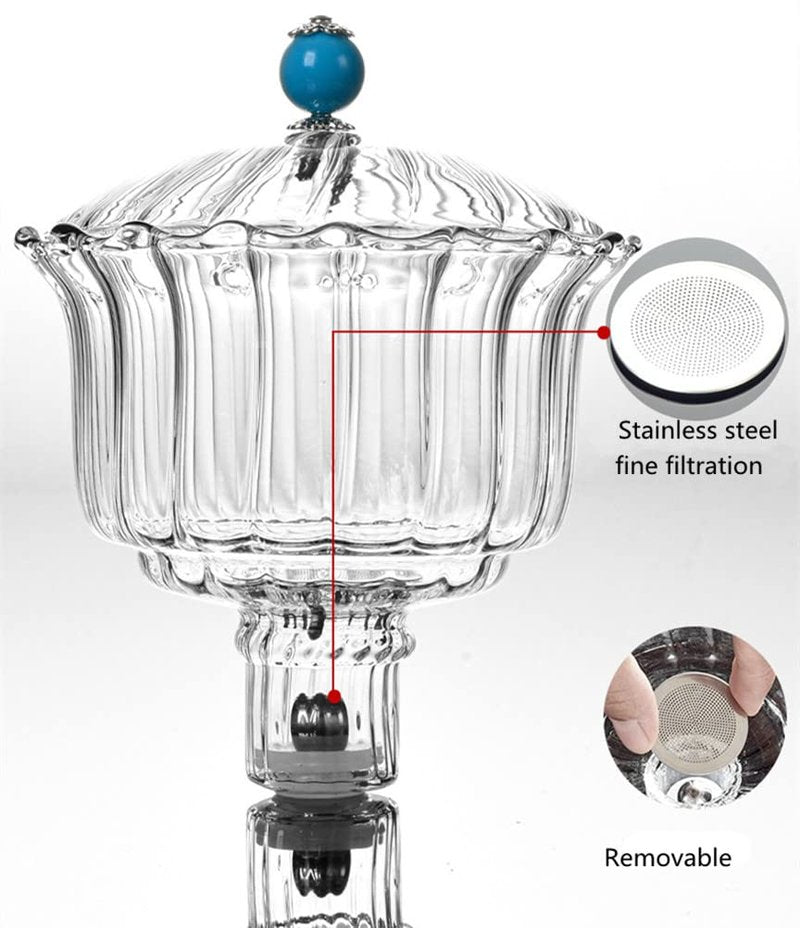 MOZEO Creative Full Semi-automatic Tea Set Glass Lazy Kung Fu Teacup set Heat-resistant Tea Maker Pot Teapot (Fish Teapot)