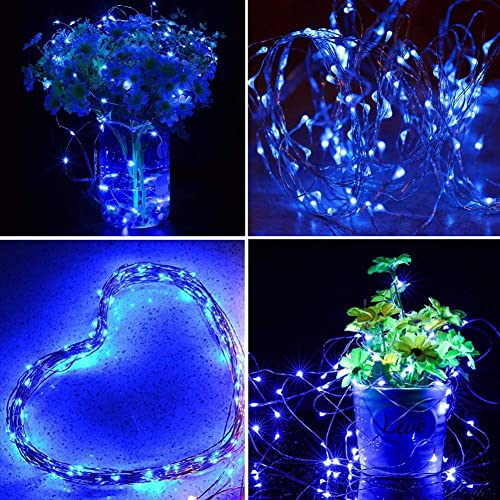 Blue Twinkle Star Christmas Fairy Lights 33ft 100 LED Waterproof String