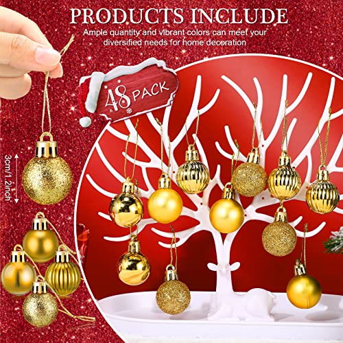 Sumind 48 Pcs Gold Christmas Ball Ornaments 1.2 Inch Classic Style Holiday Decor