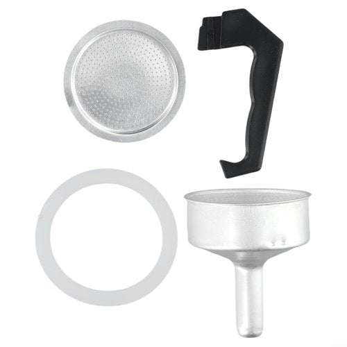 Espresso Coffee Moka Pot Replacement Parts Set Include Handle Funnel Filter Gasket Seal (6 Cup)