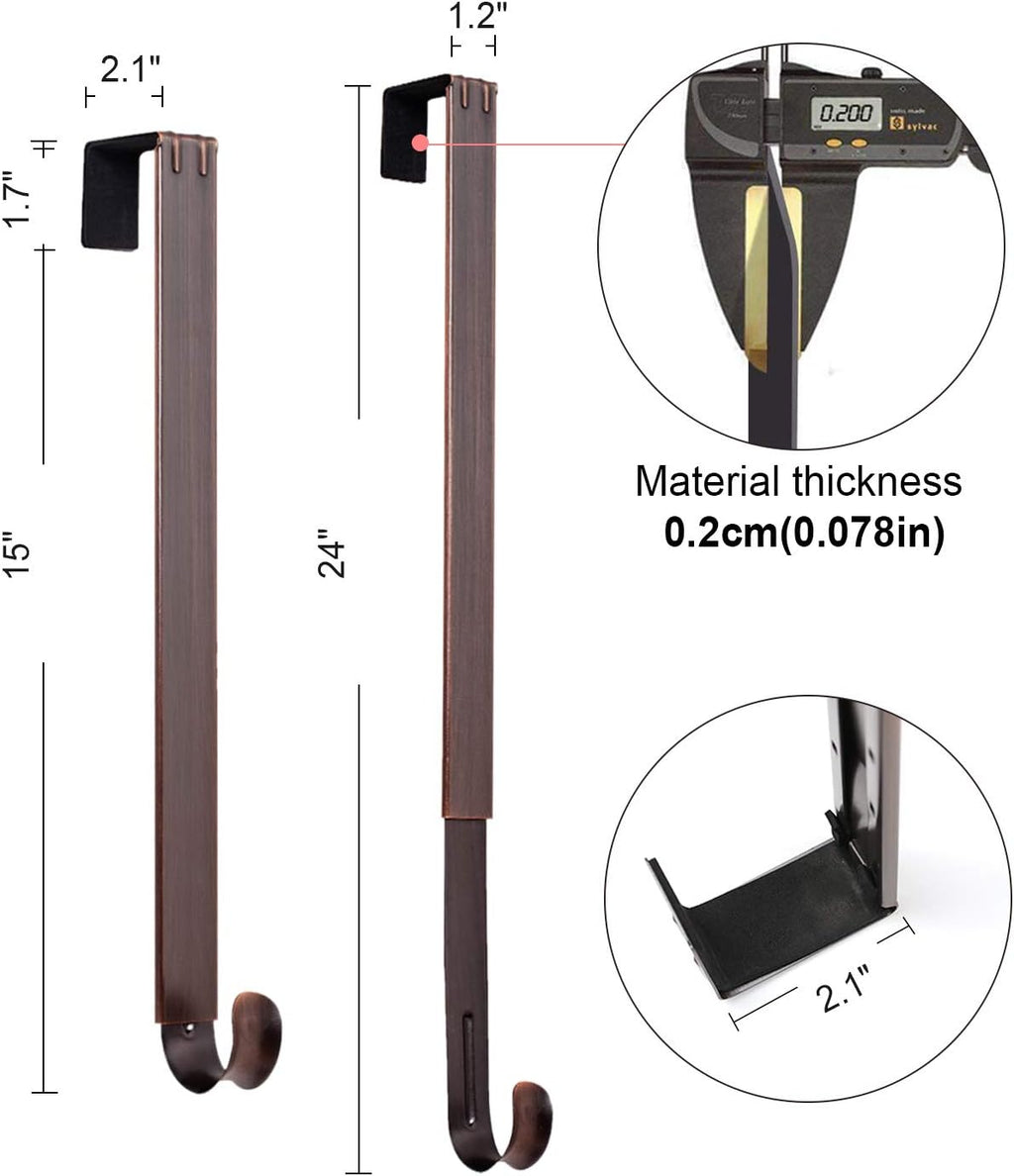 Myfolrena Wreath Hanger - Adjustable Stainless Steel Door Hook for 15-24 Inch Wreaths, 20lb Capacity