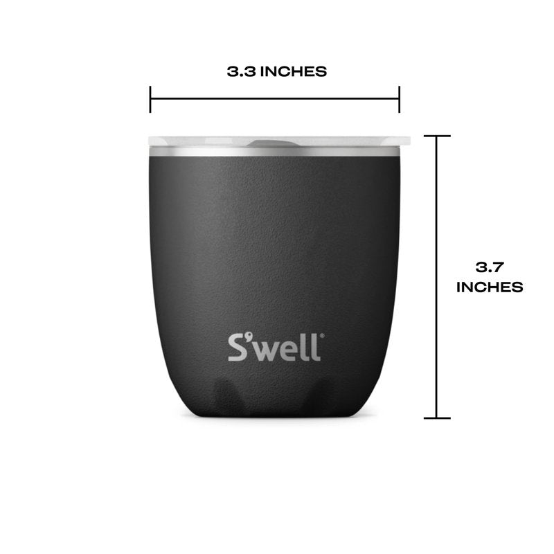 S'well Stainless Steel Tumbler with Slide-Open Lid, 10oz, Onyx, Triple Layered Vacuum Insulated Containers Keeps Drinks Colder and Hotter for Longer, BPA Free