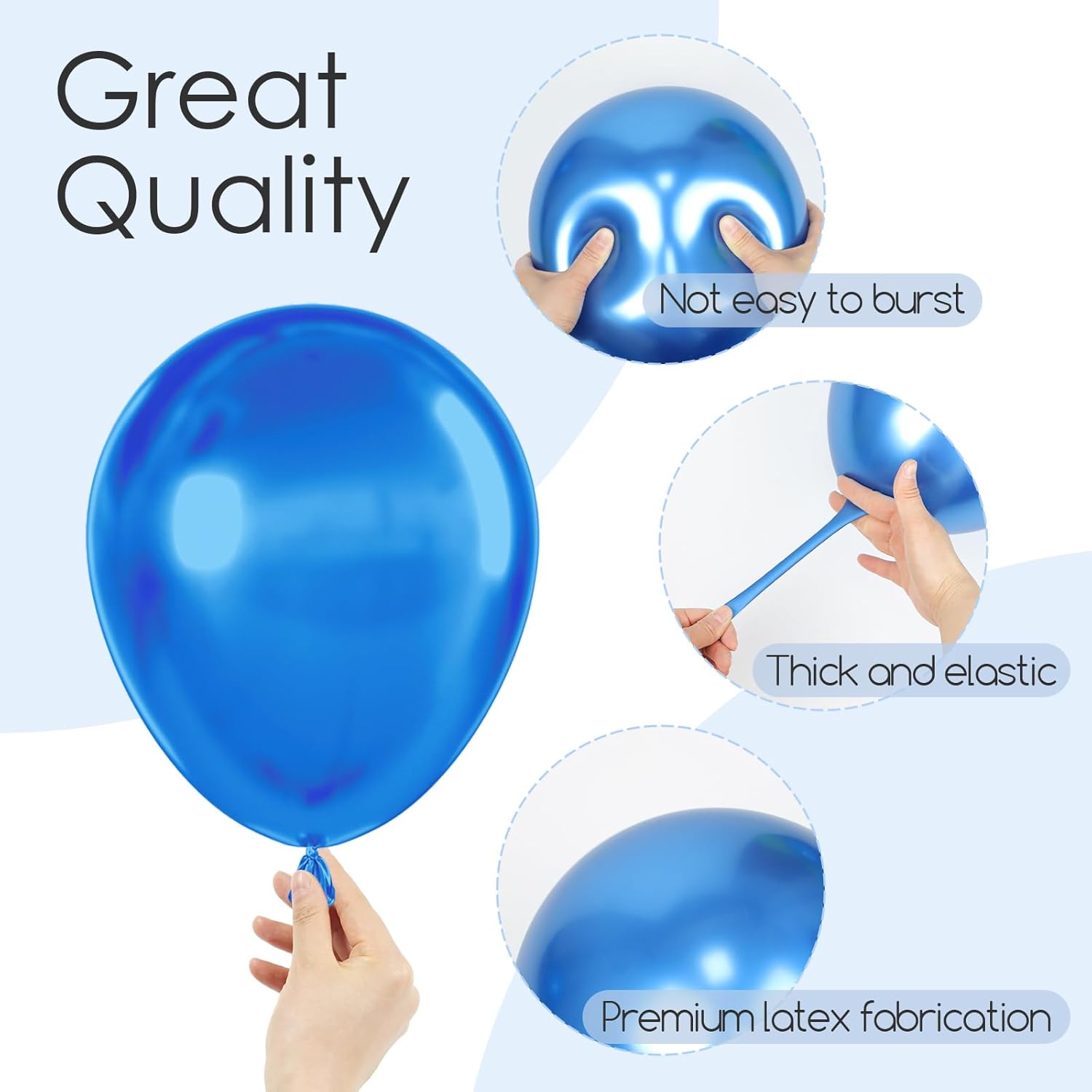 Skiennix Metallic Blue Balloons - 120-Piece Set for Graduation, Baby Shower, Wedding & Birthday Decor | 5-18 Inch Sizes