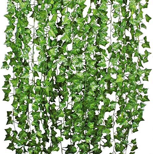 84ft Artificial Ivy Hanging Garland - 12 Strands of Fake Leaf Vine Plants