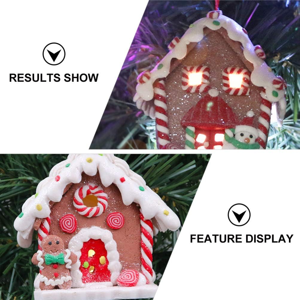 Toyvian Gingerbread House Ornaments - LED Christmas Village Set with Santa & Snowman Figures | 3 Pcs