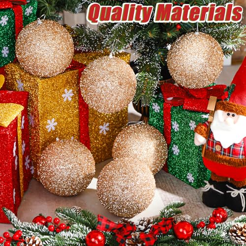 Wettarn 12-Piece 6-Inch Champagne Gold Christmas Ornaments – Large Ball Christmas Decorations