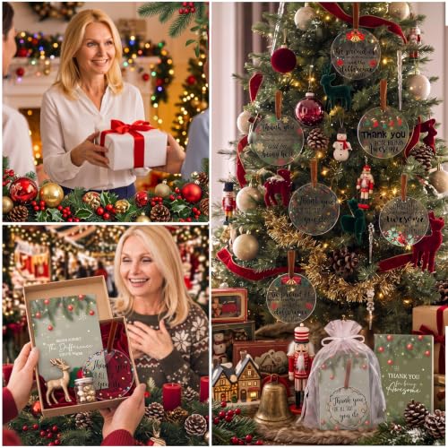 Barydat 100 Count Christmas Thank You Ornament Gift Set for Coworkers – Classic Edition