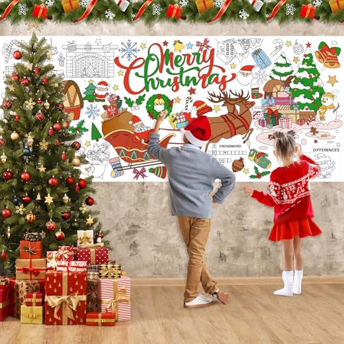 Giant Christmas Coloring Tablecloth 30 x 72 Inches for Holiday Parties