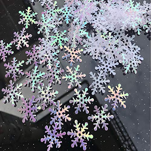 CCINEE 800pcs Snowflake Confetti - 3 Sizes White Glitter Decor for Christmas & Parties