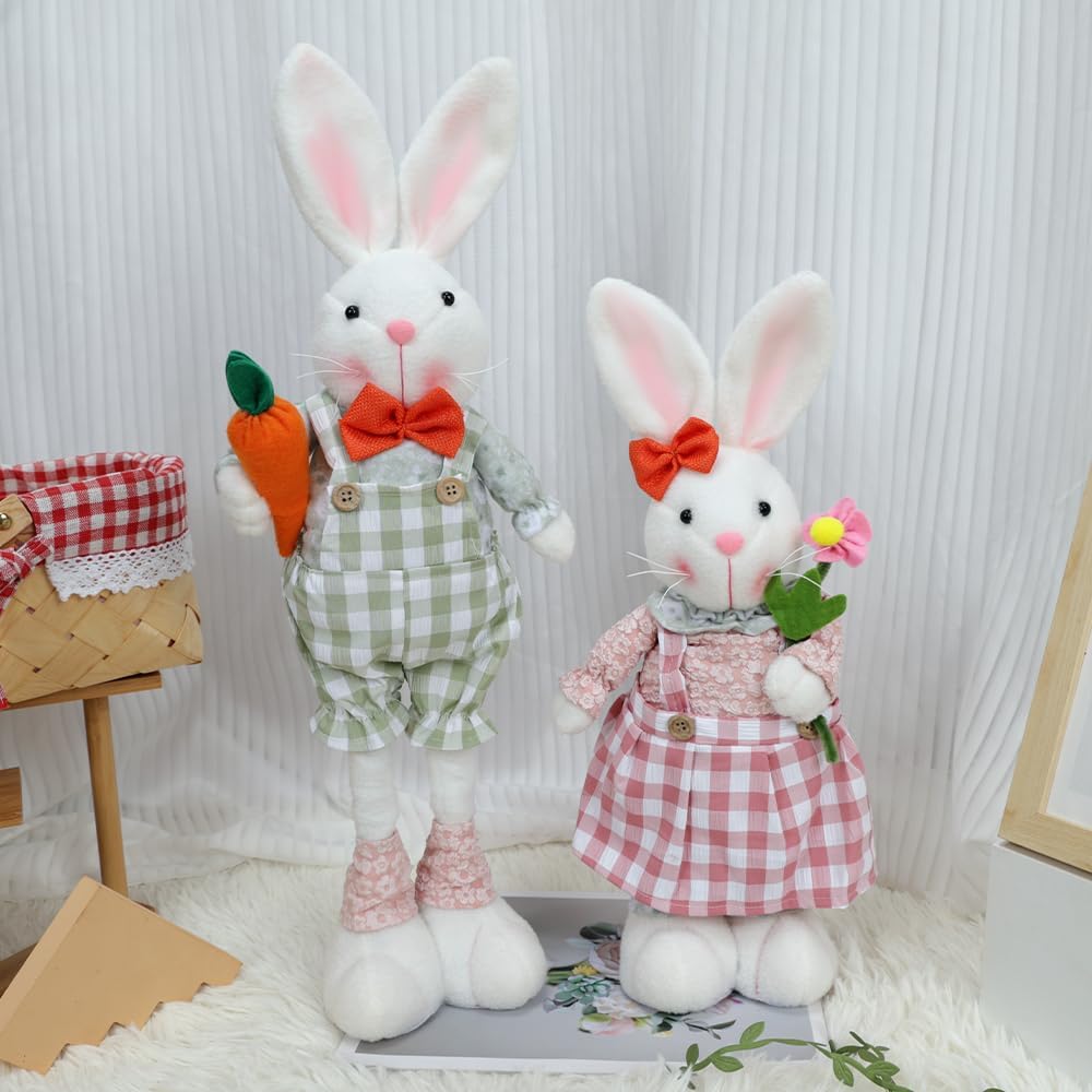 Skiennix Easter Bunny Decoration - Stretch Legs Figurine for Home & Office | Pink Spring Decor