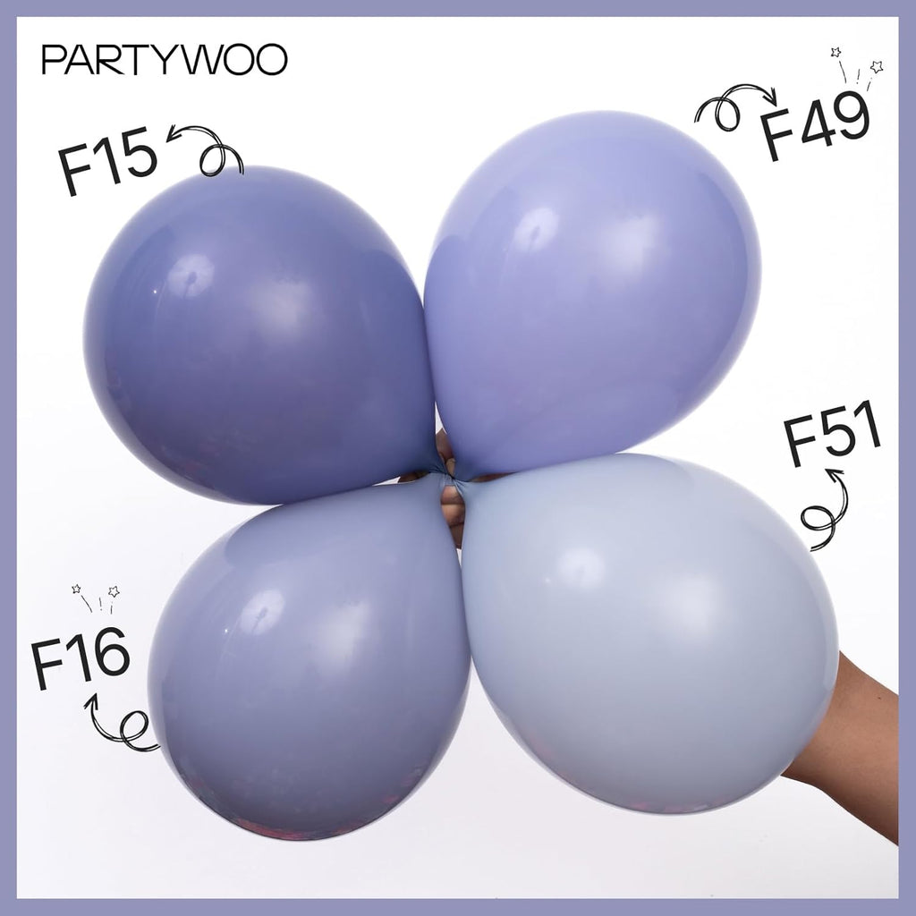 PartyWoo Dusty Blue Balloons - 101pcs 12 Inch Boho Lavender Latex Balloons for Baby Showers & Celebrations