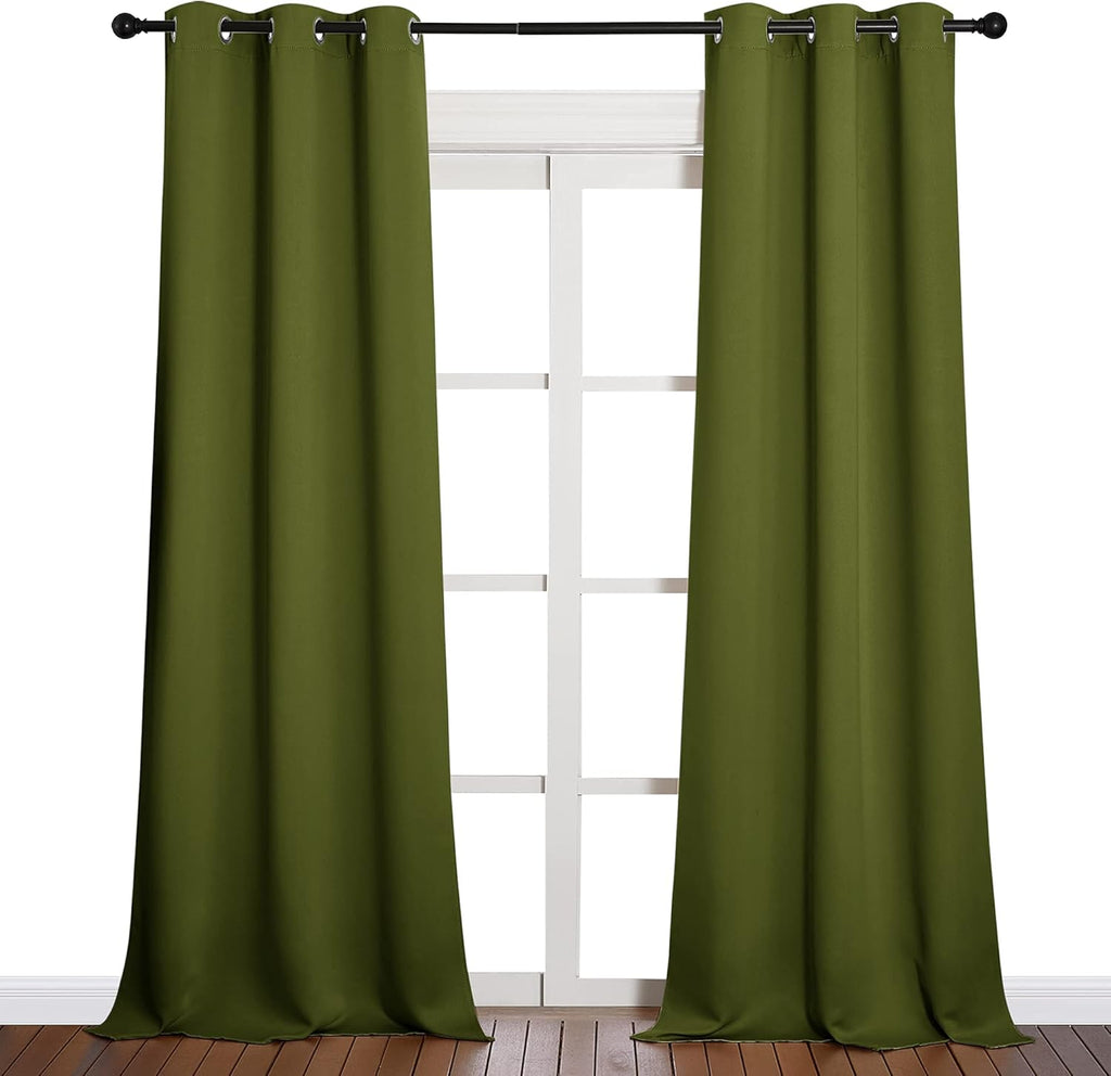 NICETOWN Blackout Curtains - Patio Glass Door Christmas Panels, Olive Green, 42" x 90", 1 Pair