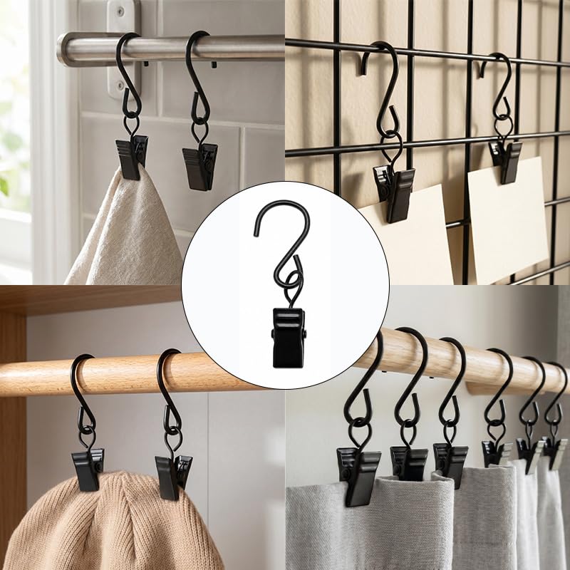 S Hook Curtain Clips Set of 20 Stainless Steel Hanging Clips with Hook