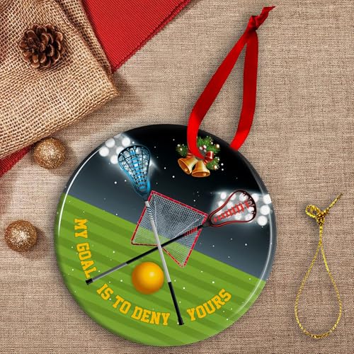 Lacrosse Goalie Ornament 2024 - My Goal Is To Deny Yours, Ceramic Christmas Decoration