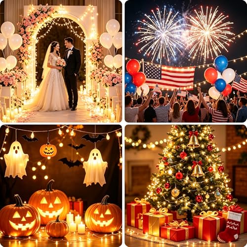 2-Pack Battery Operated Warm White LED Fairy Lights with Remote (33ft)