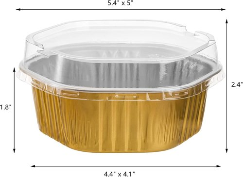 Frcctre 35 Pack 13 Oz Aluminum Foil Baking Cups with Lids, Disposable Hexagon Aluminum Foil Ramekins Cupcake Baking Pans Muffin Liners Cups Brownie Pudding Desserts Holders