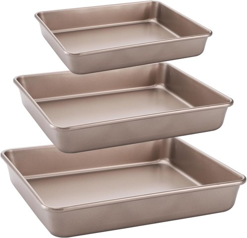 Dicunoy Nonstick Deep Baking Pans Set - Heavy Duty Carbon Steel Bakeware | 8, 11, & 12 Inch Sizes