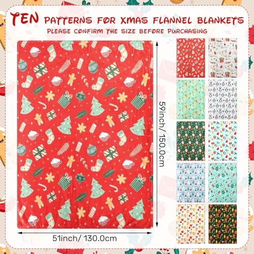 Fanfanwin 10-Pack Christmas Throw Blankets 51 x 59 Inch, Festive Holiday Decor