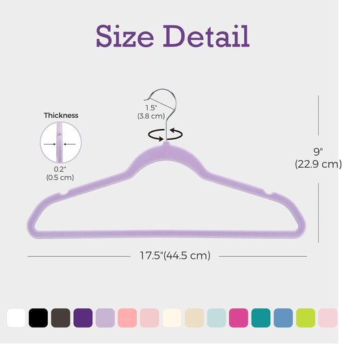 HOUSE DAY Velvet Hangers - 60 Pack Non-Slip Heavy Duty Coat & Suit Hangers | Lt-Purple with 360° Rotating Hook