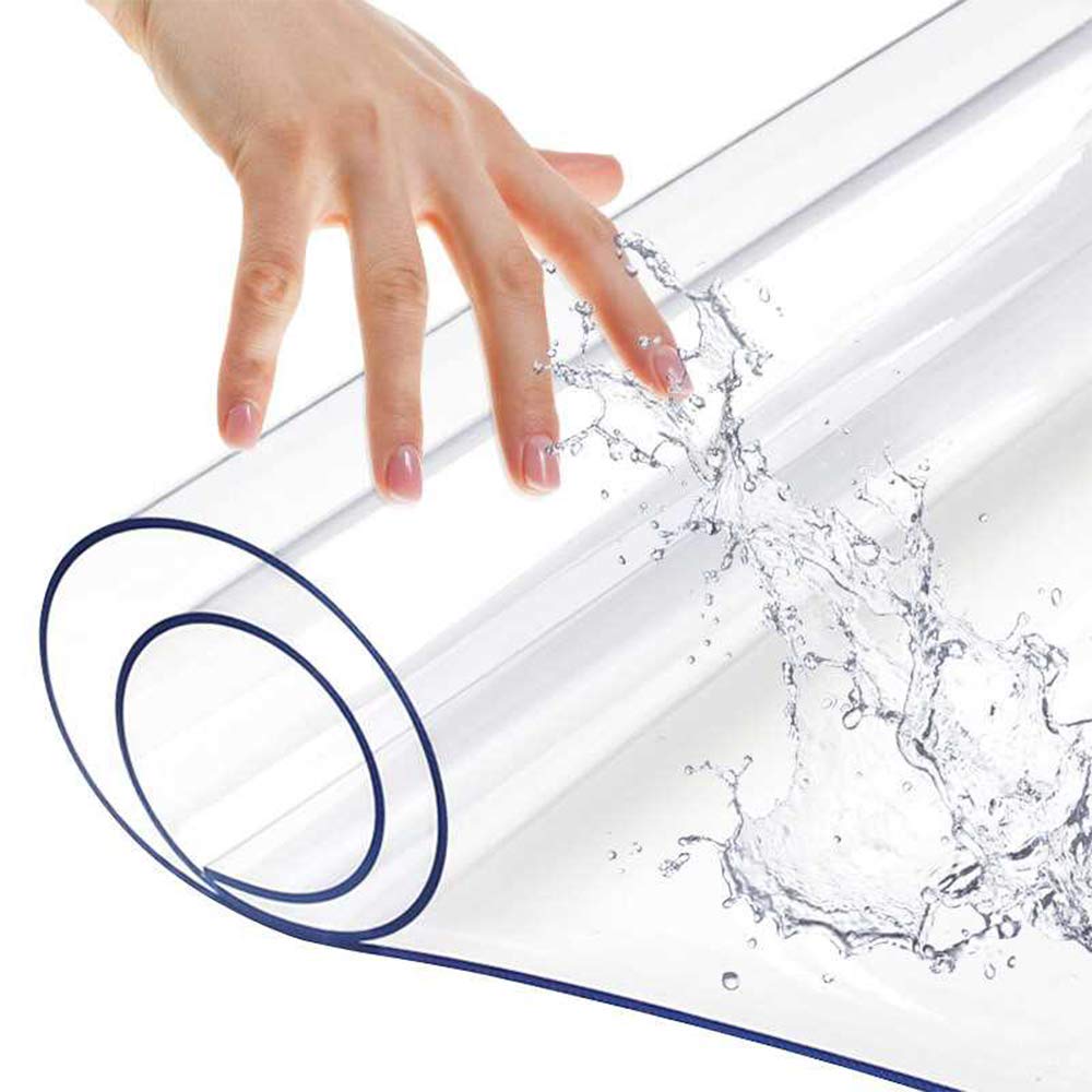 1.5mm Thick Transparent PVC Table Cover Mat Plastic Clear Table Cloth Non-Slip Dining Living Room Table Protector Meeting Desktop Protection Waterproof Kitchen Work Countertop Protective Pad 40x96in