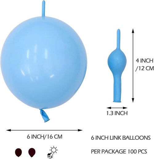 IN-JOOYAA 6-Inch Baby Pink Latex Quick Link Balloons - 100 Pcs for Party Decorations