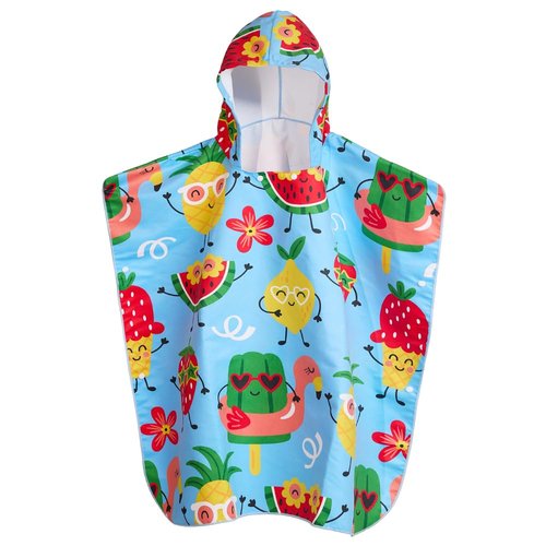 MADDY'S HOME Kids Hooded Beach Towel - Super Soft Absorbent Cotton Poncho for Boys & Girls, Bath Pool & Beach Use,Toddler to Teen (3-13 Years) (Blue Fruit)