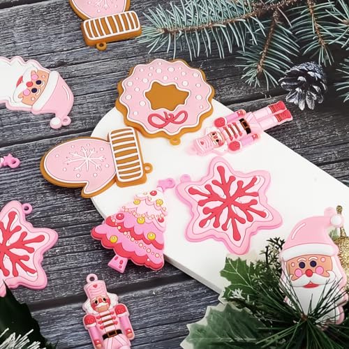 SeBneny Style6 Pink Christmas Tree Ornaments Set - 12PCS Holiday Decorations