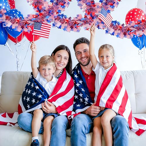 Patriotic Tinsel Garland 50ft - Red White and Blue 4th of July Decor