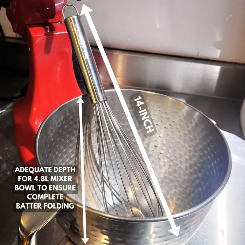 CLOUDWHISK™ 14-Inch Professional Balloon Large Stainless Steel Metal Cake Whisk. Specially designed for Folding and Blending Cake Batters to Achieve Fluffier Cakes