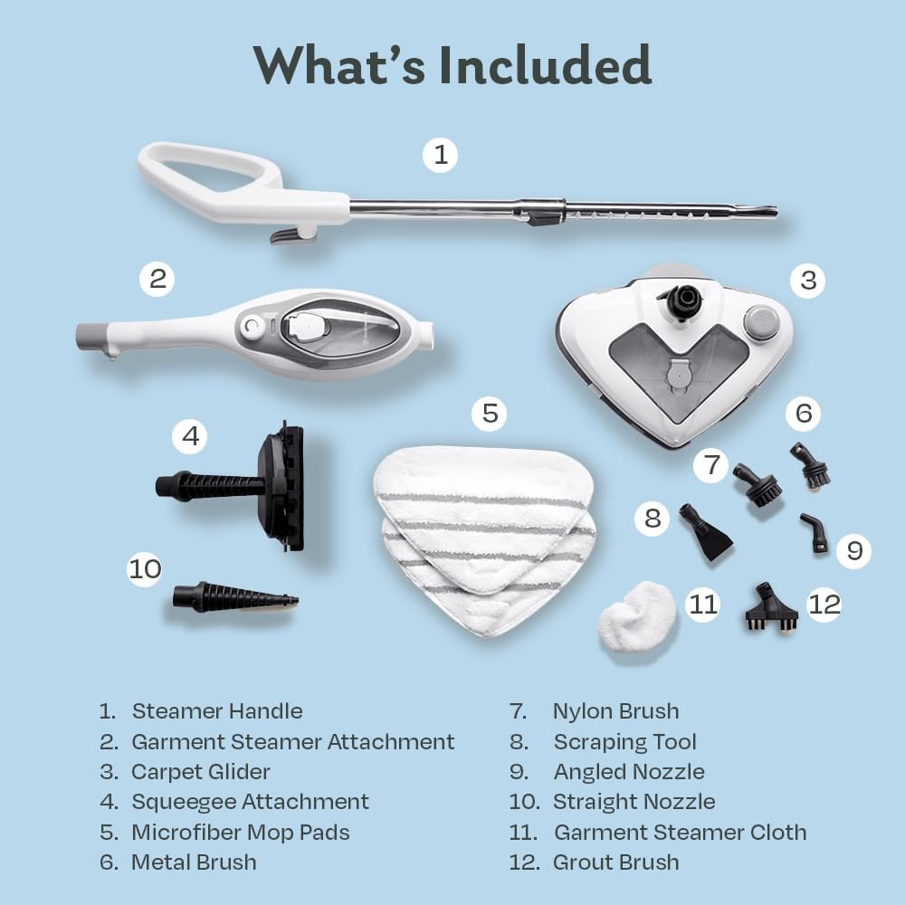 Steam & Go 10-in-1 Multi-Surface Steam Mop - Powerful Deep Cleaning with Heat Technology