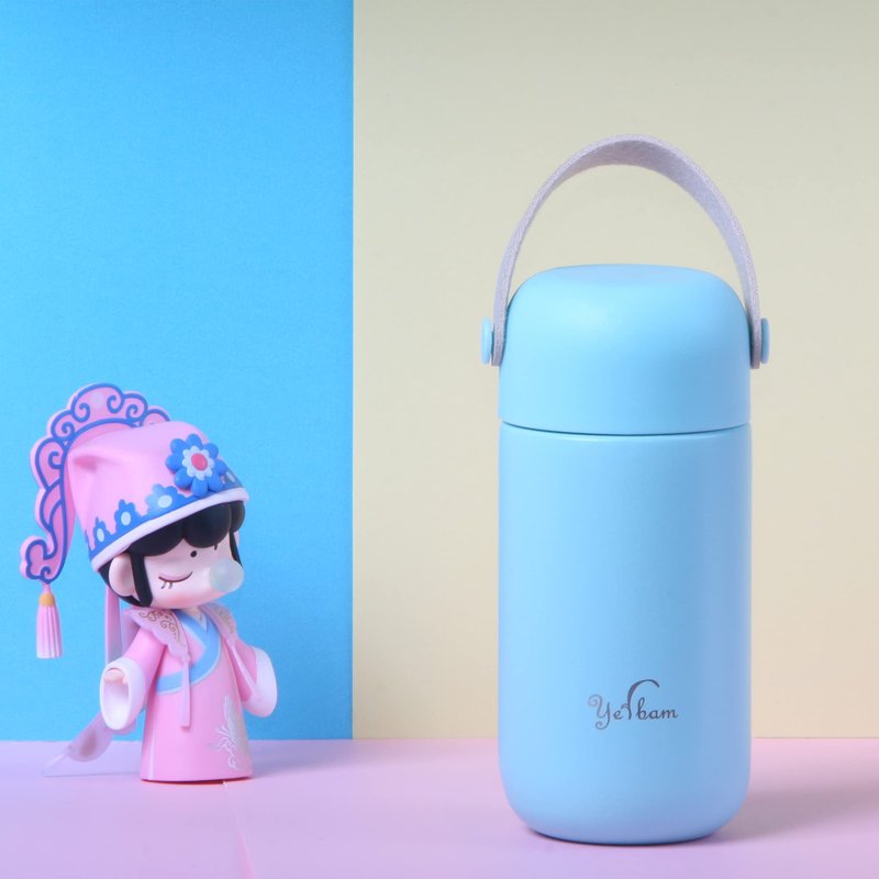 Yerbam 5.5oz Mini Tumbler Stainless Steel Vacuum Insulated Water Bottle Double Wall Thermos Flask Small Size BPA Free Leakproof (Blue-bubble gum Combo)