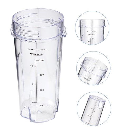 QB3001SS/ QB3000SS Blender Cups for Ninja Replacement 16oz, Fit Compact Personal Blender with Lids- 2 Pack.