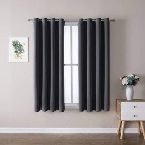 ChrisDowa Grommet Blackout Curtains - Thermal Insulated Room Darkening Panels, Dark Grey, 52W x 63L