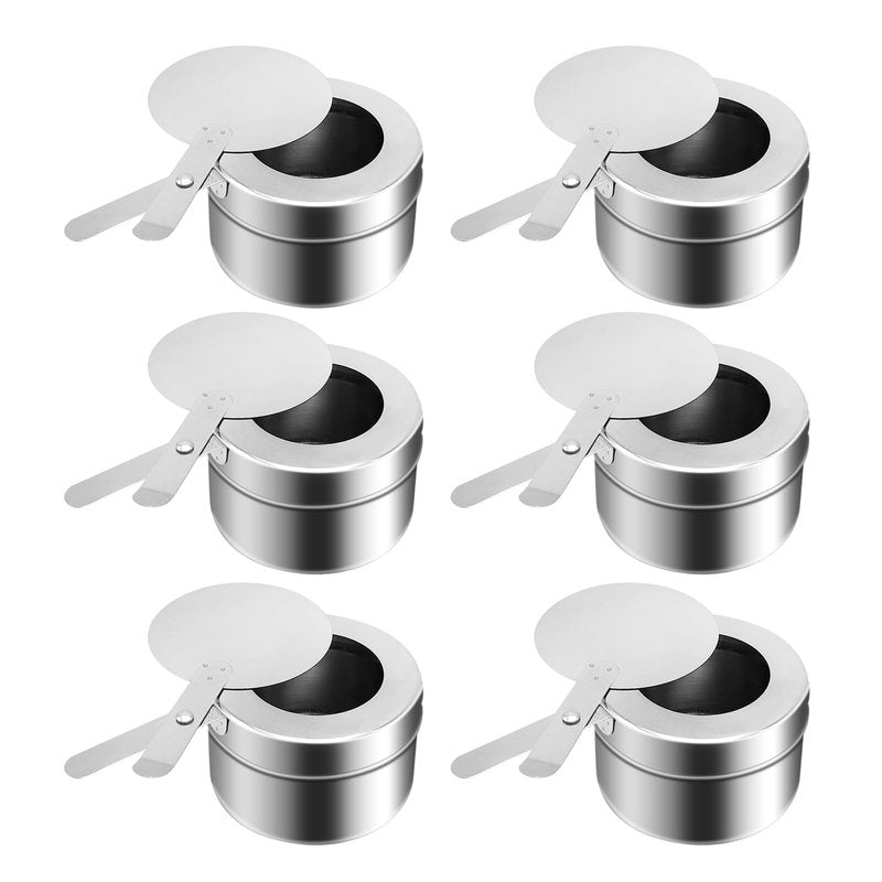 Stainless Steel Fuel Holder, Chafing Wick Fuel Holder with Cover, Buffet Warmer Warming Trays Perfect for Buffets Catering Events Party Supplies (6)