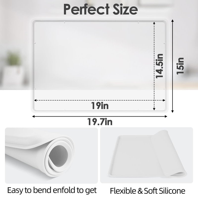 Silicone Coffee Maker Mat with Lip, 19.7'' x 15'' Heavy Duty Coffee Maker Mat for Countertops, Coffee Tray Fit Under Coffee Machine Appliance Automatic Machines Espresso Accessory, Translucent
