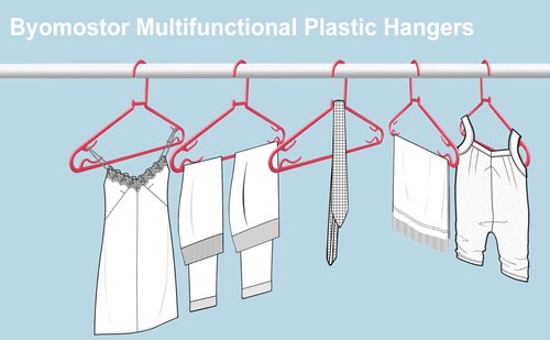 Byomostor Plastic Hangers - Durable Non-Slip G-Shape Clothes Hangers | 50 Pack, Standard Size (Pink)