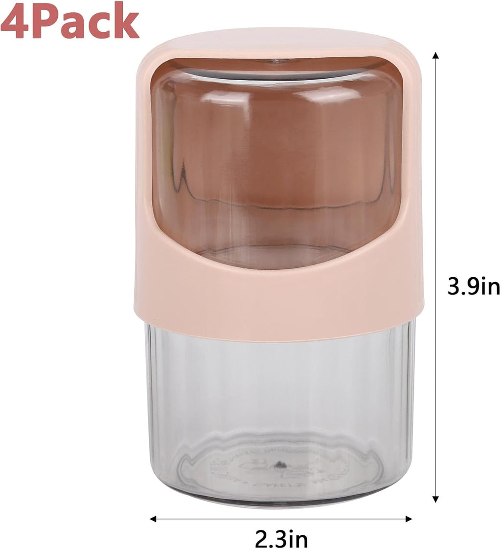 Tbestmax Rotating Qtip Holder Dispenser - 4 Pack Vanity Organizer for Cotton Swabs & Makeup | Pink