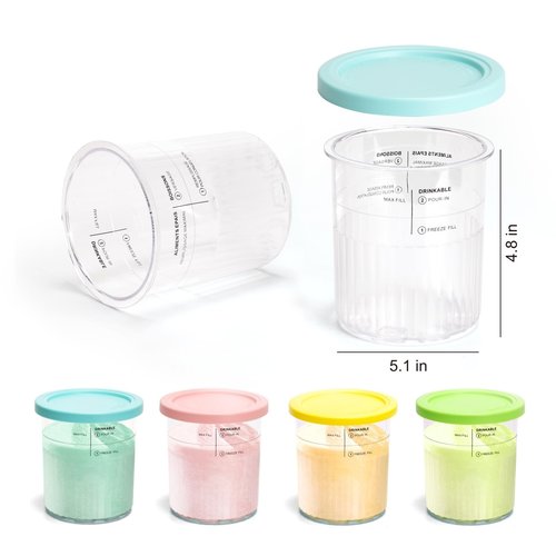Cicano 4 Pack Creami Deluxe Pints & Lids, 24oz Family Size XL Cups for Ninja Creami 11-in-1 NC501 NC500 Series Deluxe Ice Cream Maker