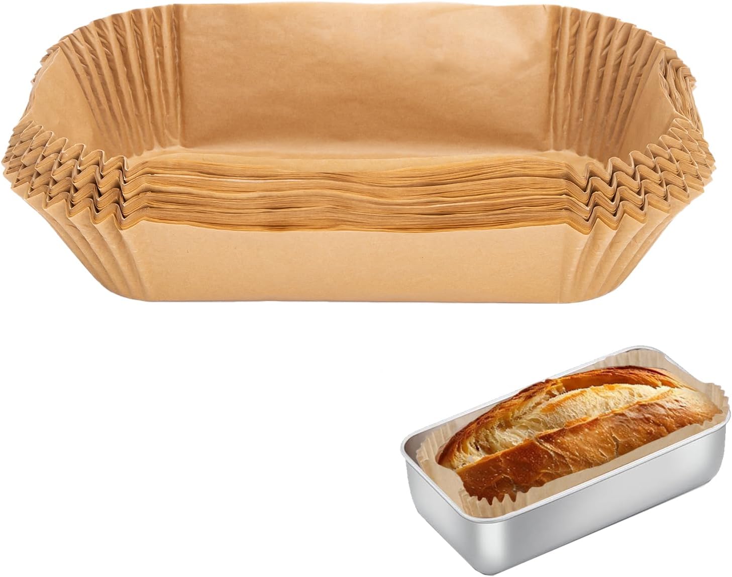 Skiennix 100 Pcs Loaf Pan Liners - Non-Stick Pre-Formed Parchment Paper for 9x5 Inch Bread Pans