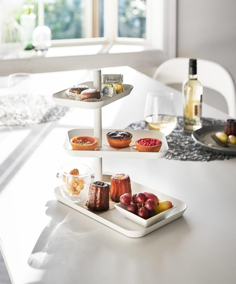 Yamazaki Home Tower 3-Tier Serving Stand - Appetizer Tray Organizer for Party Or Kitchen - Steel