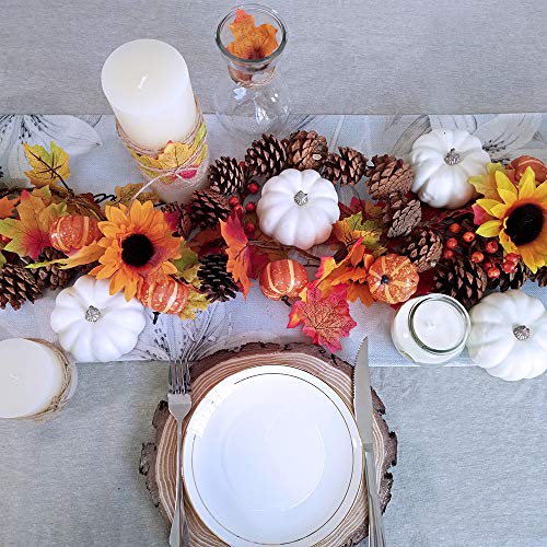 8-Piece 4-Inch Artificial White Pumpkin Set for Fall Harvest Decor