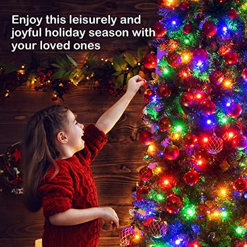 7.5FT Prelit Pencil Christmas Tree, Slim Hinged Fir Tree with 350 LED Lights
