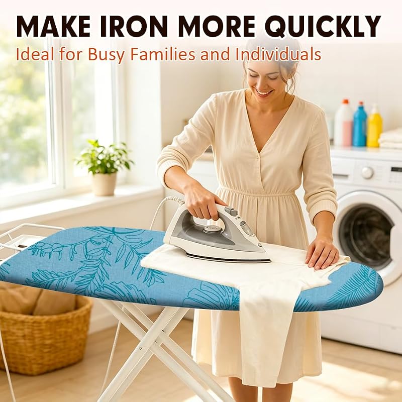 Extra Thick Ironing Board Cover and Pad 15x54 - Scorch Resistant with Clips