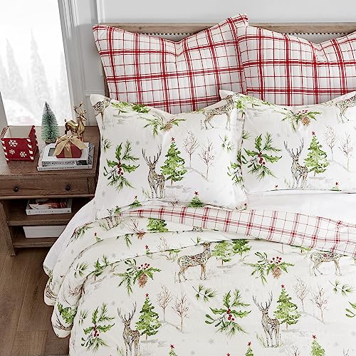 Levtex Home King Holiday Comforter Set - Red Sleigh Bells Design, 106x94