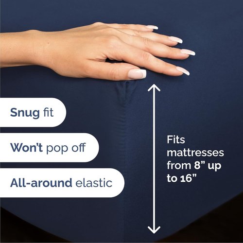 Cal King Size Sheet Set by [Brand Name] - Comfy, Breathable & Cooling Luxury Bedding - Deep Pockets, Soft & Wrinkle-Free - Navy Blue
