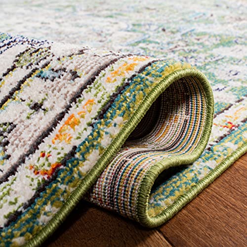 SAFAVIEH Madison Collection Runner Rug - 2'2" x 6', Green & Turquoise, Boho Chic Medallion Distressed Design, Non-Shedding & Easy Care, Ideal for High Traffic Areas in Living Room, Bedroom (MAD447Y)